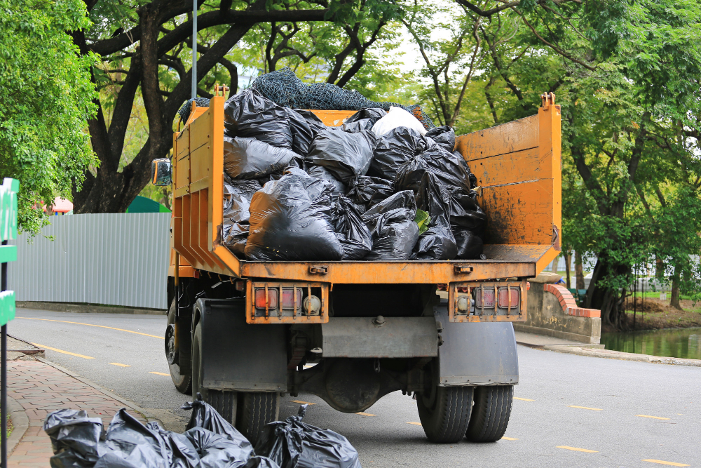garbage-truck-with-loading-waste-park-garden